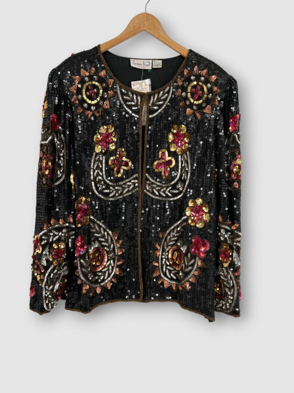 90s Vintage Laurence Kozar New York Silk Sequin Beaded Jacket Size 3X NWT